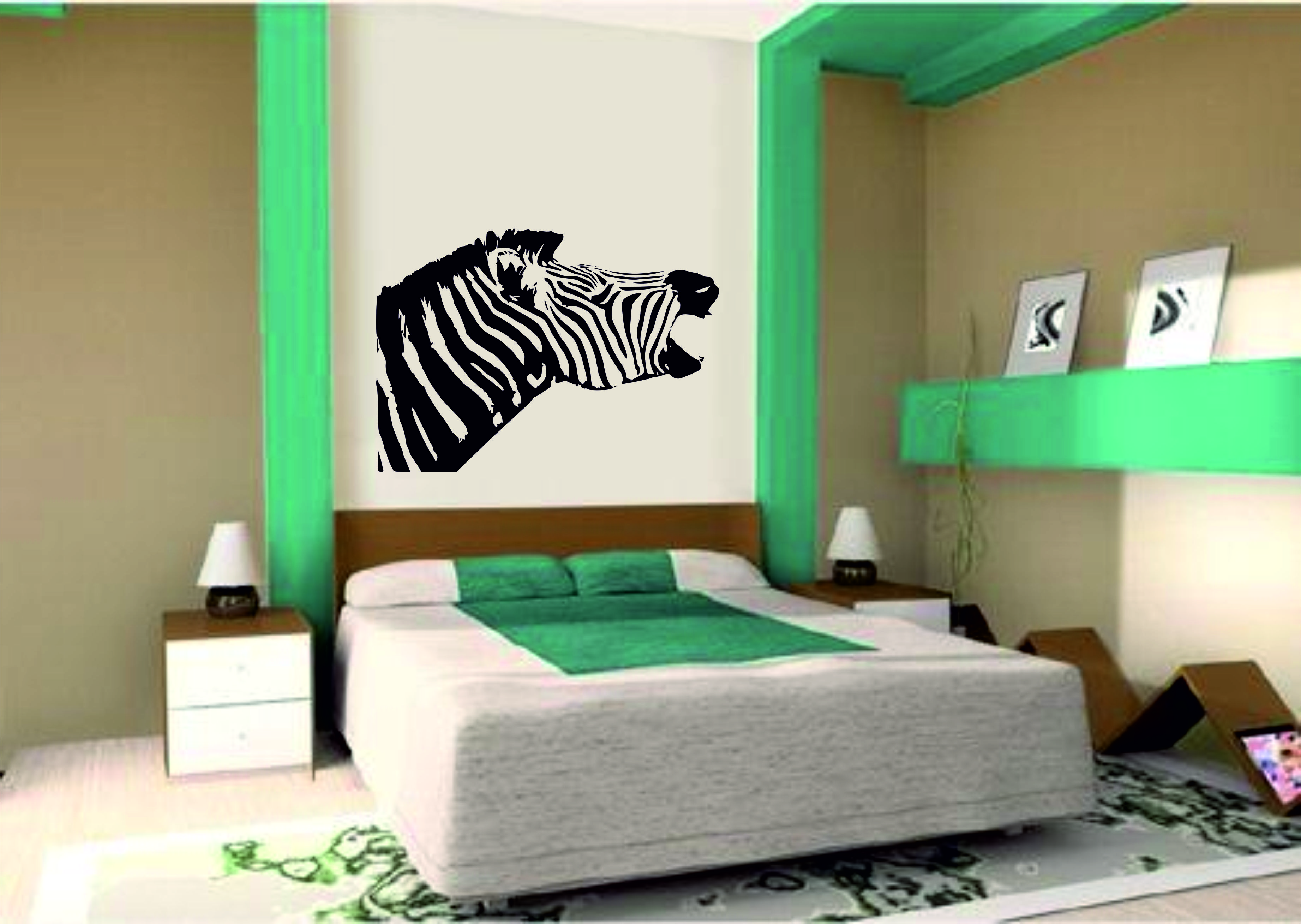 Merci-shop. Samolepka na zeď Zebra hlava ( 84 x 60 cm ) 070