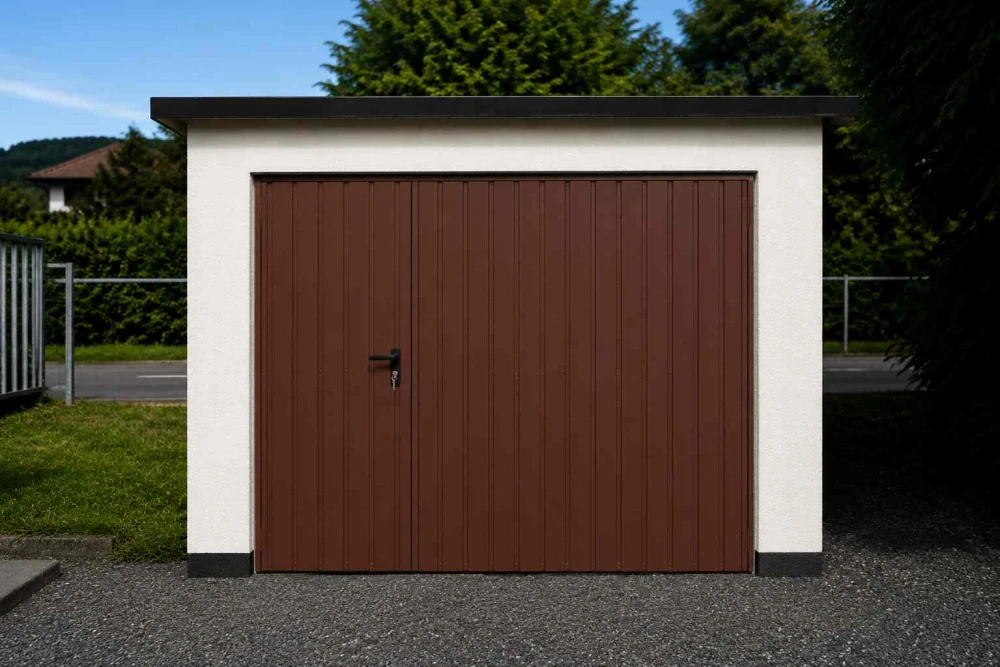 ZMK.Garážová vrata dvoukřídlá zateplená š.240 x v.200 cm RAL 8017-L90
