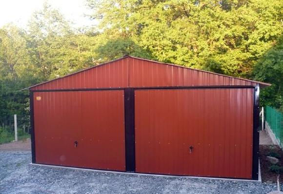 ZMK.Plechová garáž 6 x 5 m RAL,sedlová střecha,výklopná vrata
