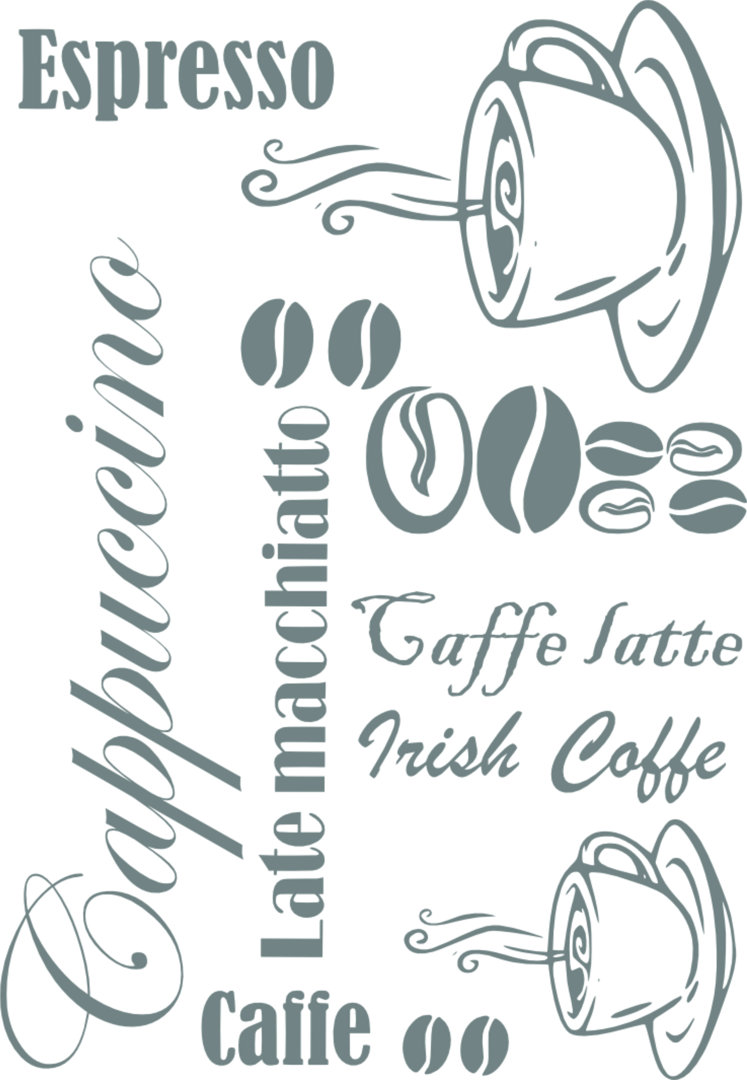 Merci-shop.Samolepka na zeď Espresso 86 x 60 cm 