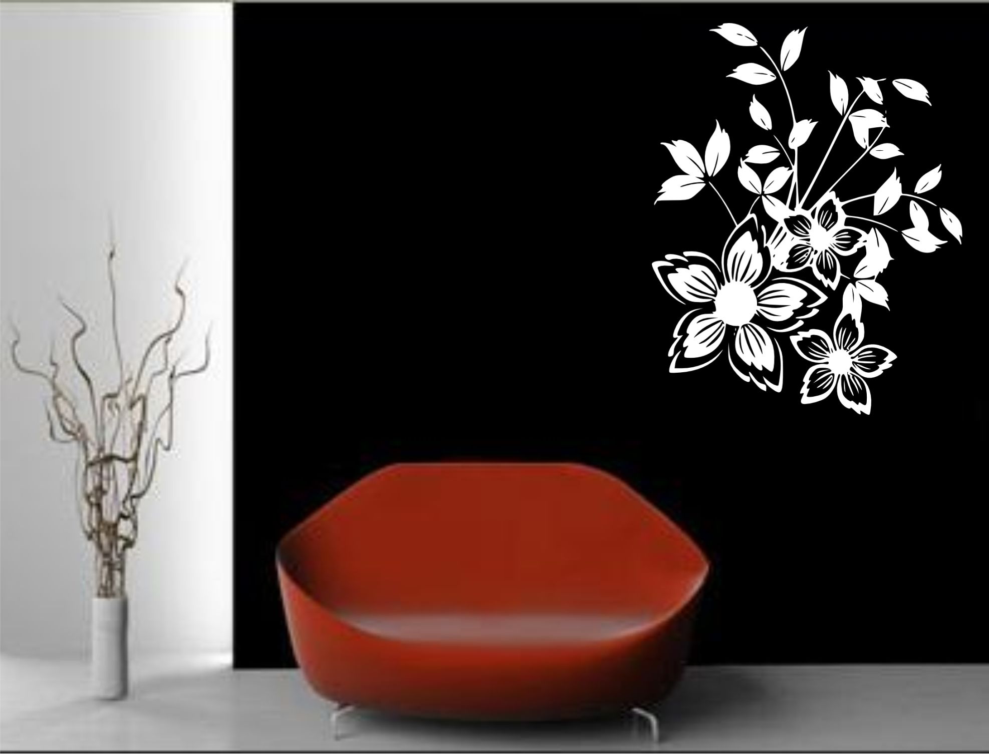 Marcela Krajčíková -Samolepka na zeď Květy 4 ( 60 x 75 cm ) 
