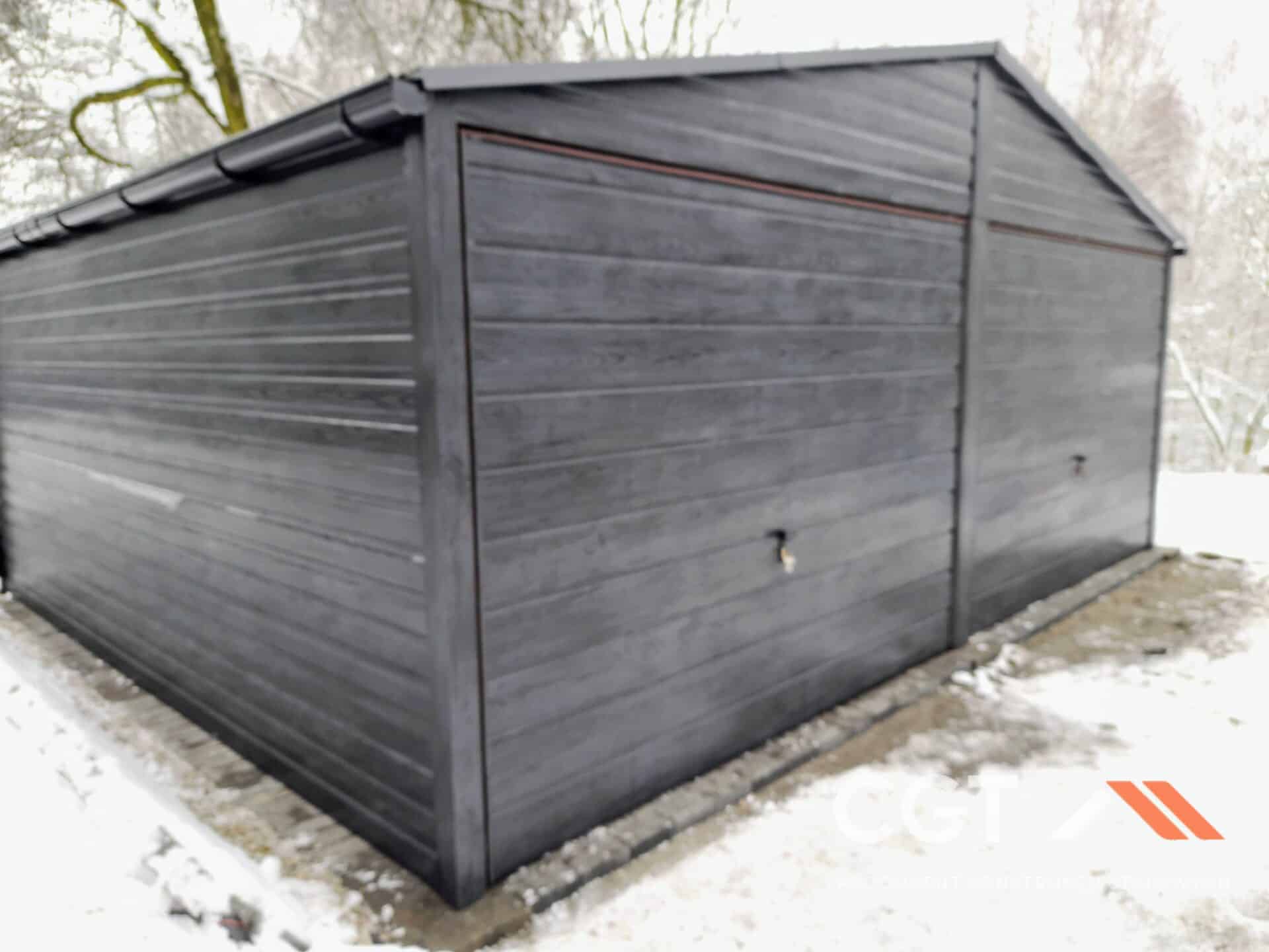 ZMK.Plechová garáž 6 x 5 m MULTIGROS GRAFIT, sedlová střecha, výklopná vrata