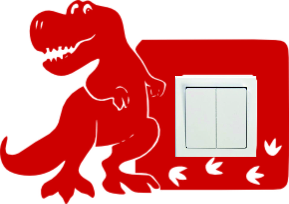 Merci-shop. Samolepka na zeď, vypínač - Vzor 3 Tyranosaurus ( 26 cm x 19 cm ) 010