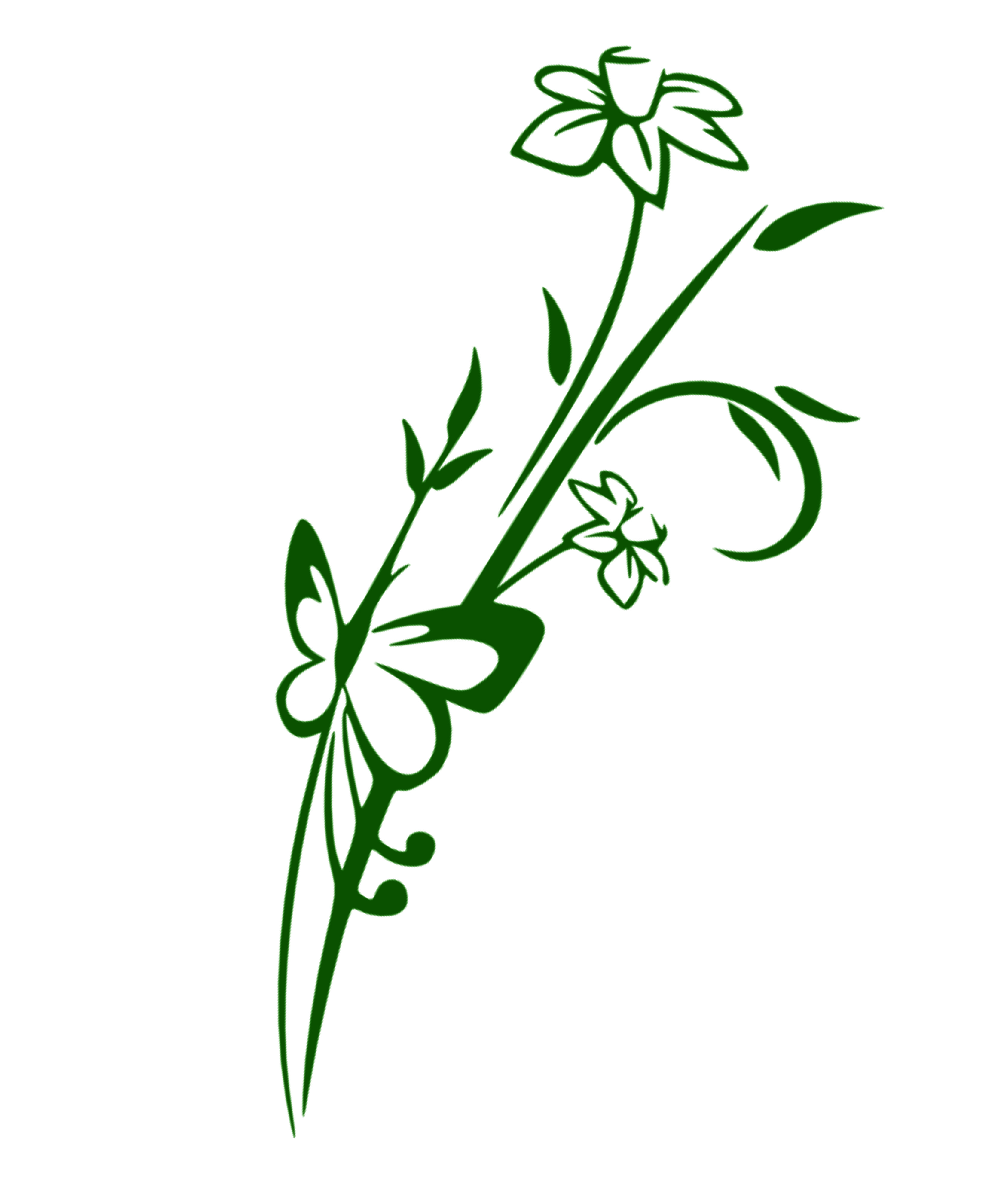 Merci-shop. Samolepka na zeď Motýl a květiny 25 x 60 cm 080