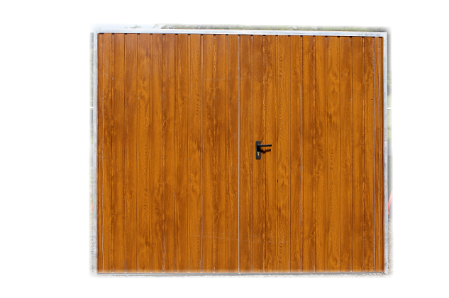 ZMK.Garážová vrata dvoukřídlá NEZATEPLENÁ š.240 x v.200 cm,zlatý dub