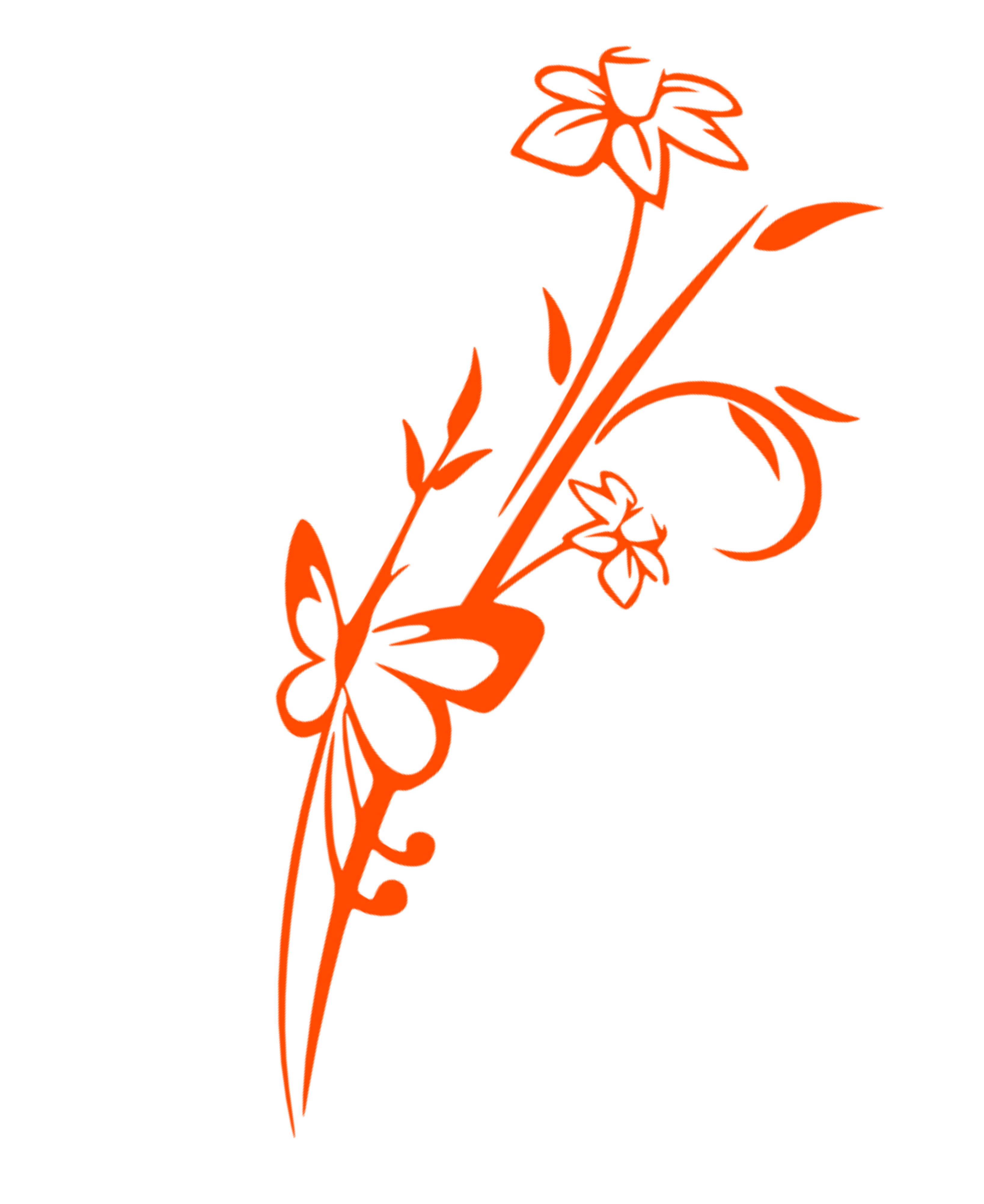 Merci-shop. Samolepka na zeď Motýl a květiny 25 x 60 cm 080